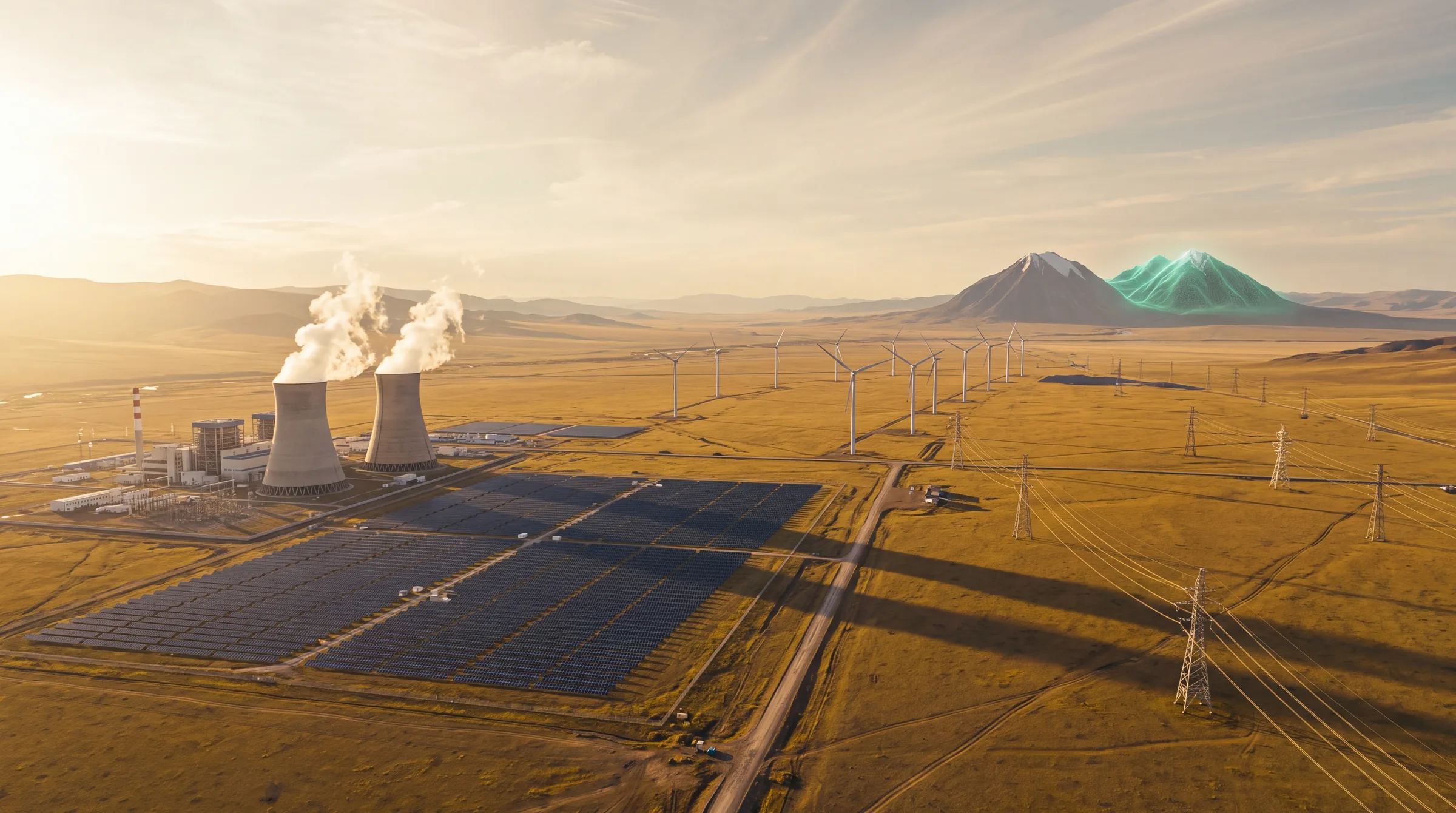 Power station, solar and wind